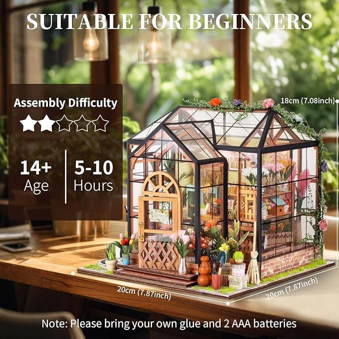 Miniature Greenhouse Kit - 1:24 Scale Multicolor