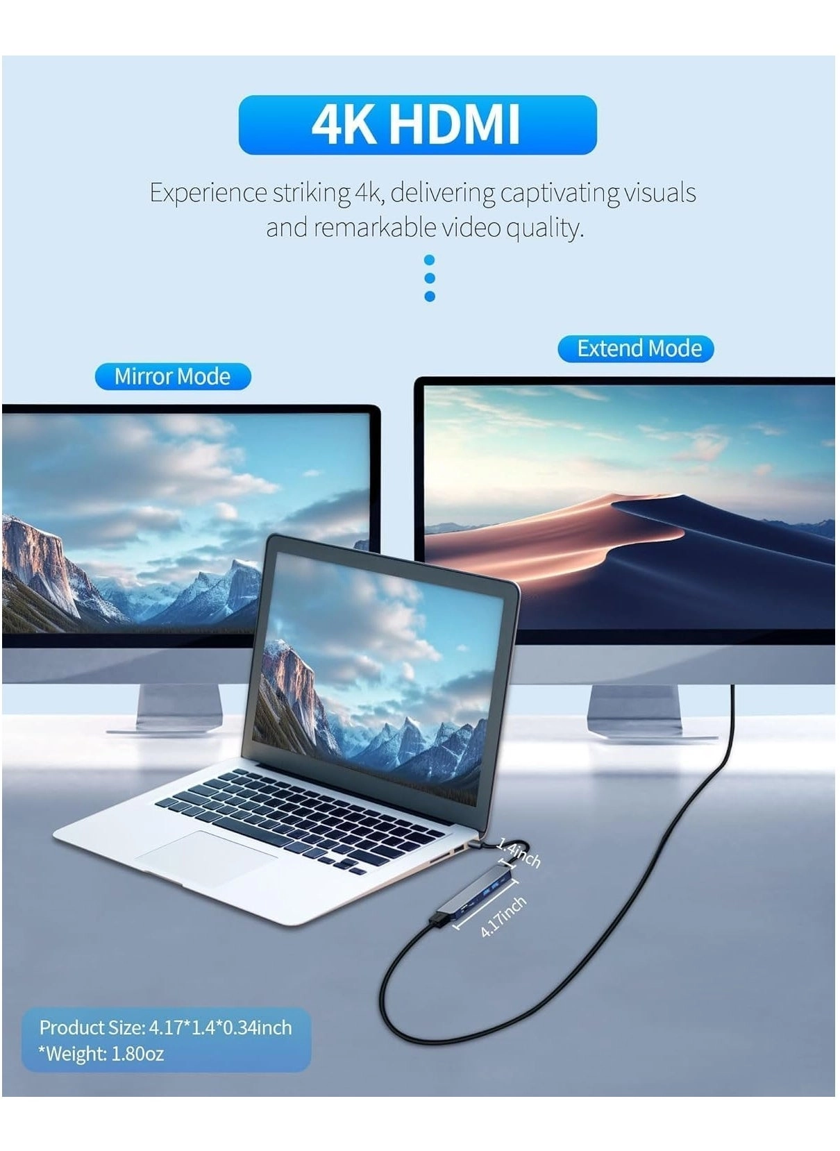 USB C Hub - 4K HDMI 100W PD SD/TF Card Reader