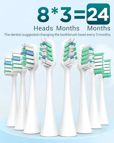 Y05U - 8 Toothbrush Heads 90 Days Battery Life 5 Brushing Modes