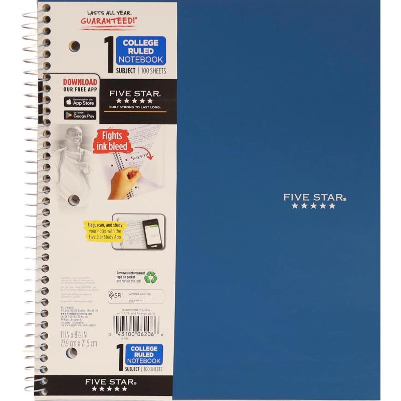 Notebook 8.5 X 11 Spiral - Grid 100 Sheets