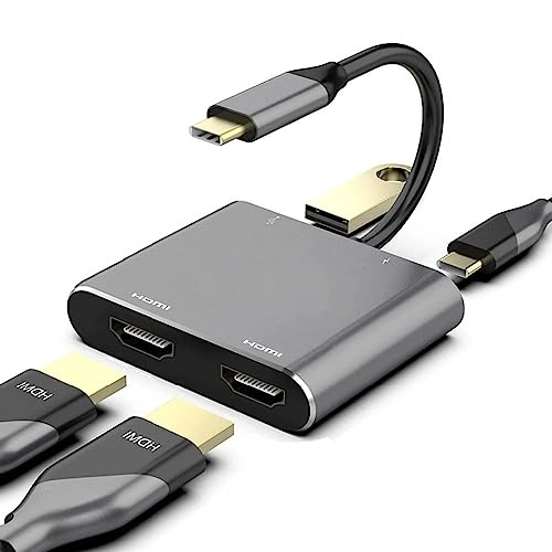 atdaraz USB C to Dual HDMI Adapter - 4 in 1 USB3.0 4K@30Hz