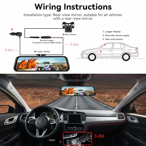 9.66 Inch Mirror Dash Cam - 4K 25FPS