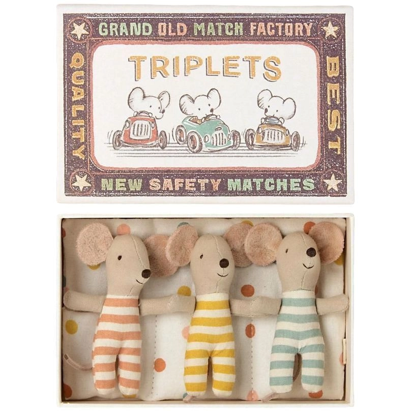 Maileg Triplets Baby Mice In Matchbox - Ages 3+