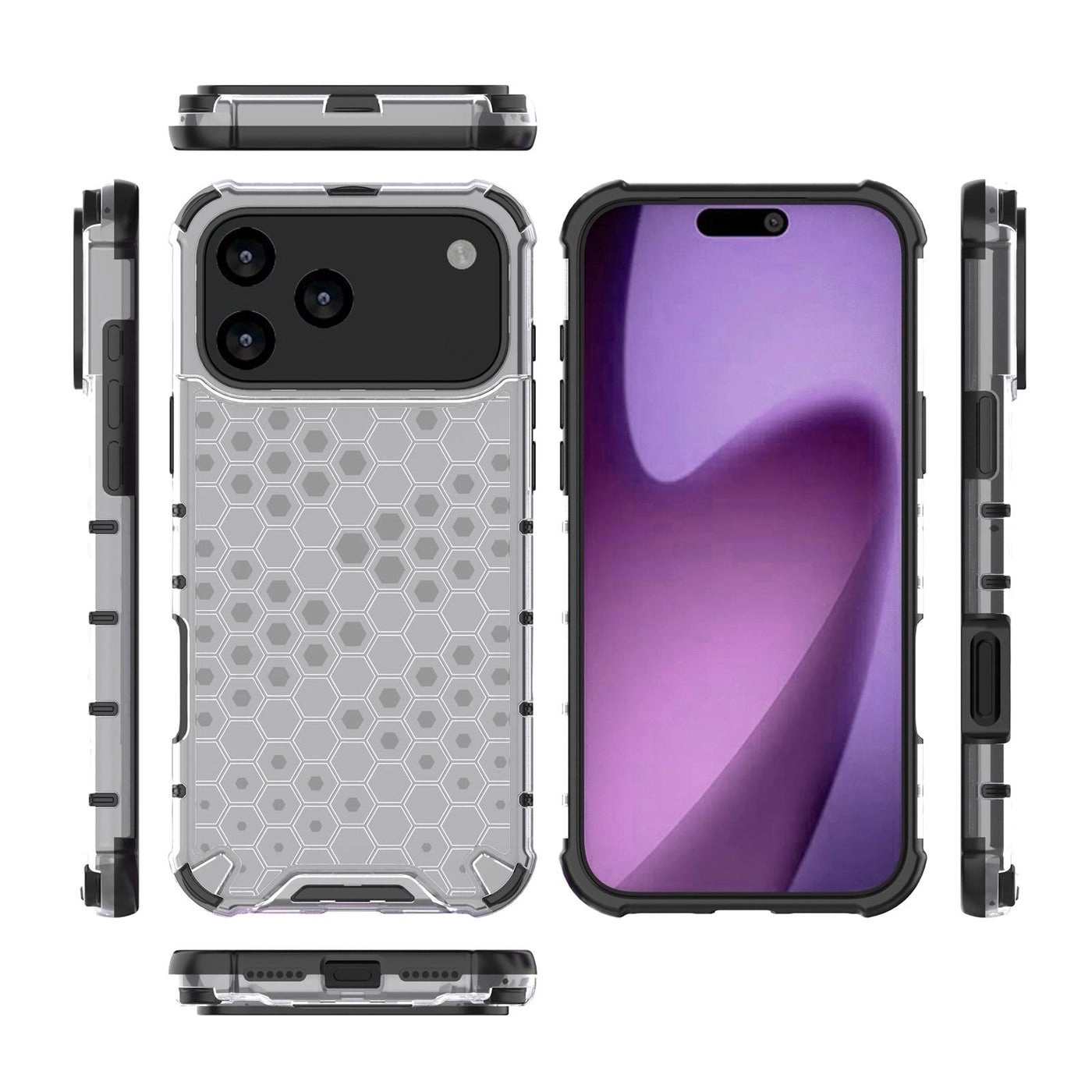 Honeycomb Shockproof Phone Case - TPU+PC for iPhone 17 Pro Max