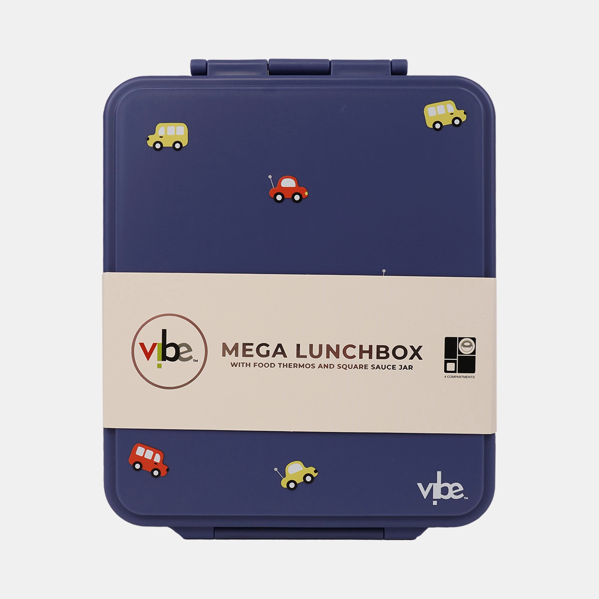 Vibe Mega Lunch Box - Blue Cars