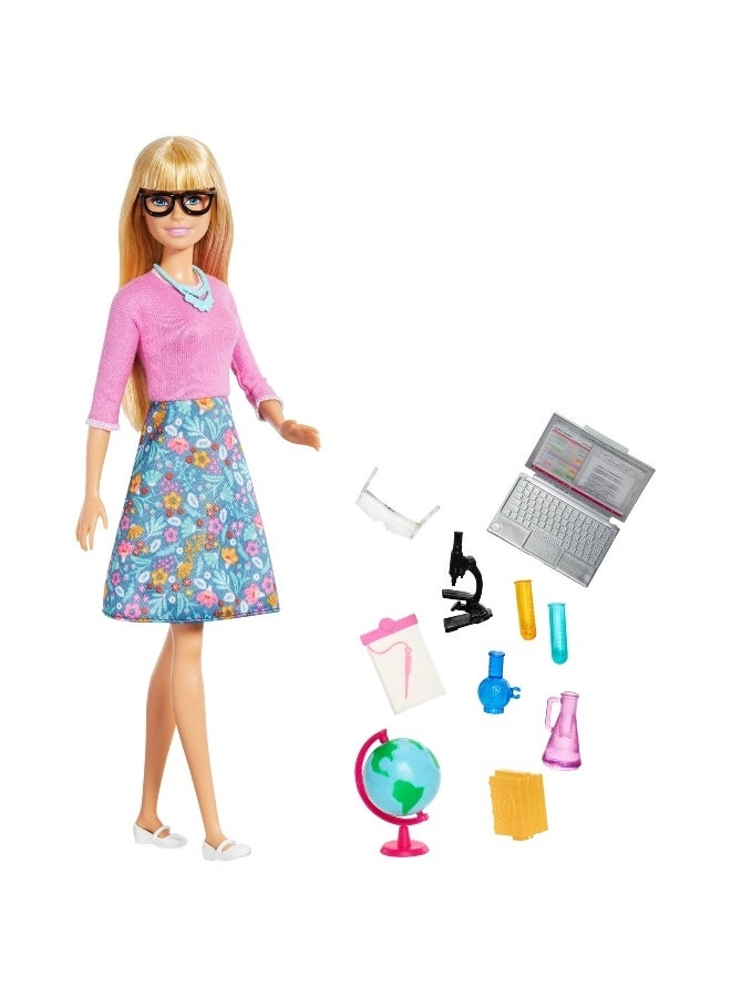 Barbie Teacher - 10 Accessories Spinning Globe Opening Laptop