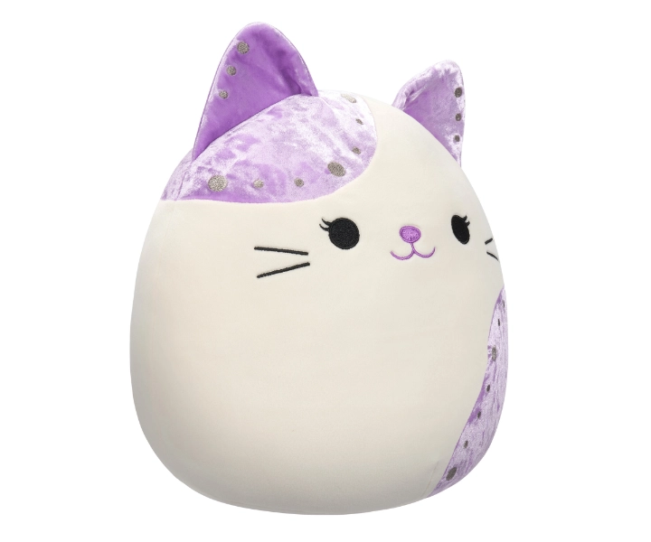 White Velvet Cat - Purple Ears 12 Inch