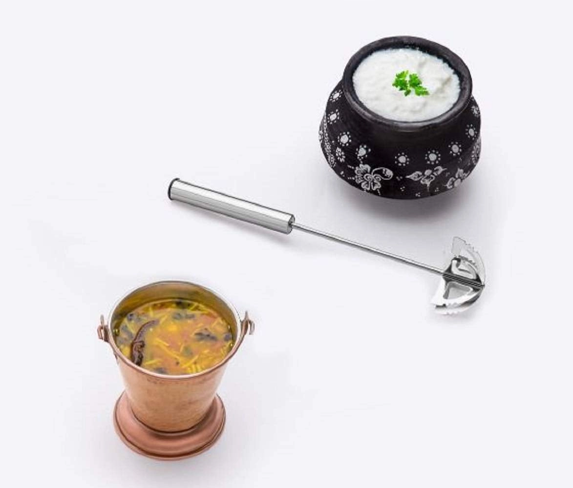 Yogilabel Stainless Steel Spring Mixi Hand Blender - Hand Push Silver