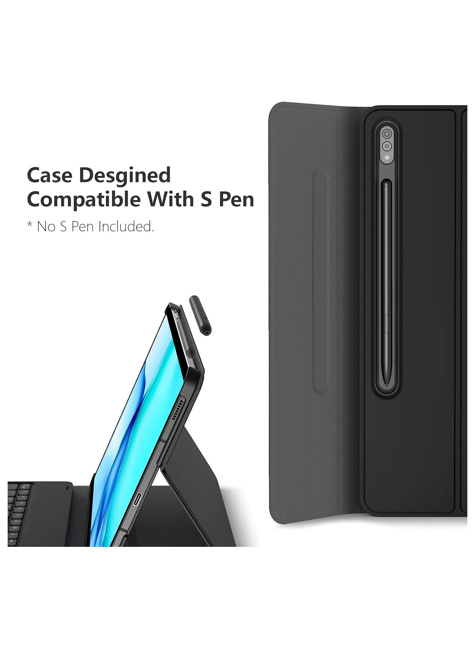 Keyboard Case with Detachable Keyboard for Galaxy Tab S8 Plus 12.4-inch (2022) / Galaxy Tab S7 Plus 12.4-inch (2020)