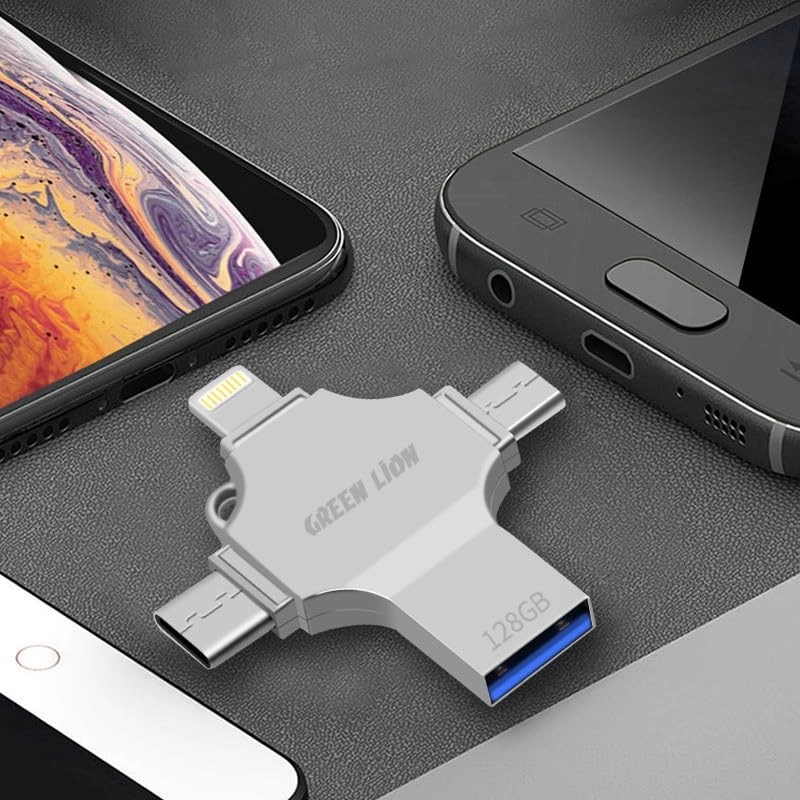 4 in 1 USB Flash Drive - USB-A USB-C micro USB Lightning 256GB