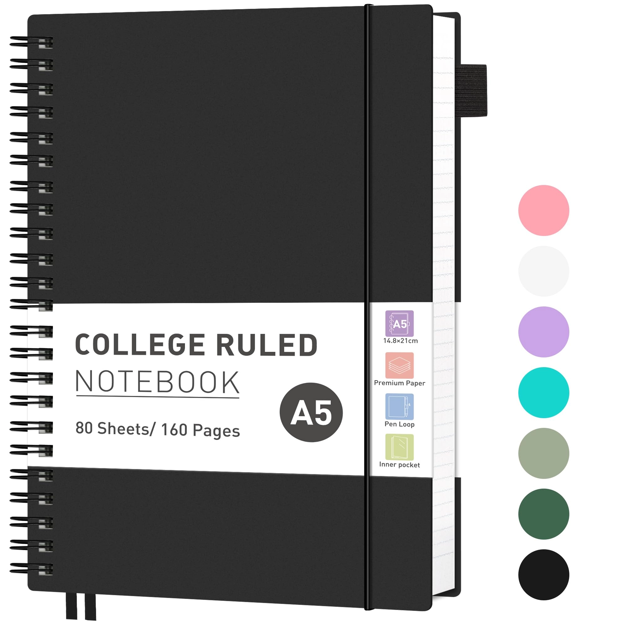 Notebook A5 Spiral - Lined 80 Sheets