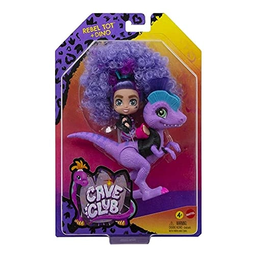 Rebel Tot Doll - 3.5 Inch Curly Purple Hair Dinosaur