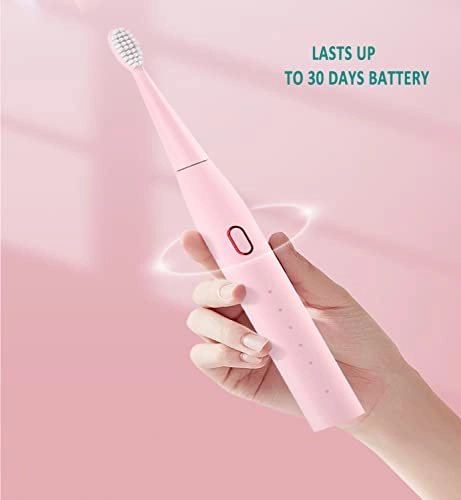 Sonic Tooth Brush - 5 Brushing Modes 4 Replaceable Brush Heads Pink