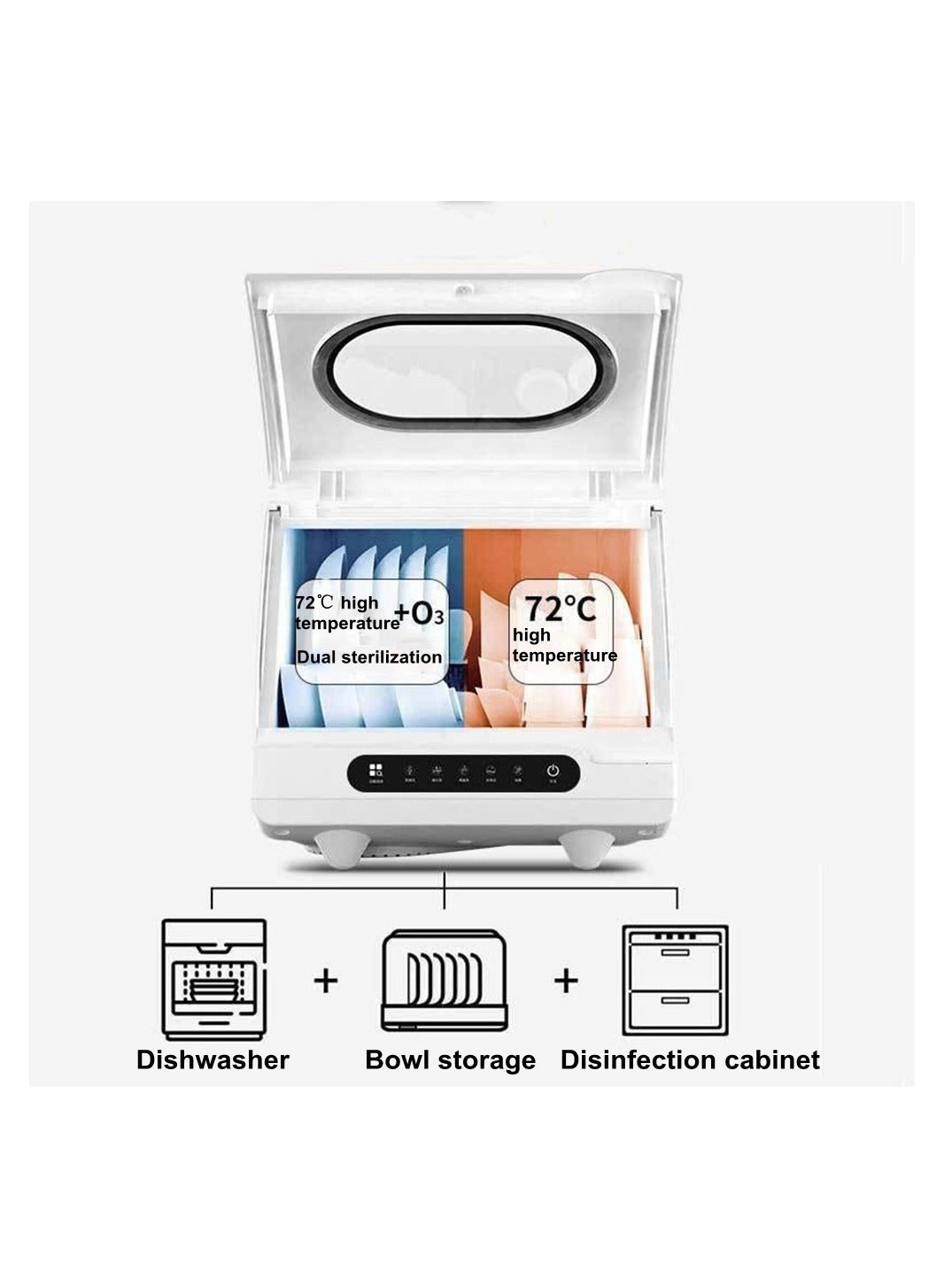 Portable Countertop Dishwasher - Automatic Touch Control 8 cleaning procedures