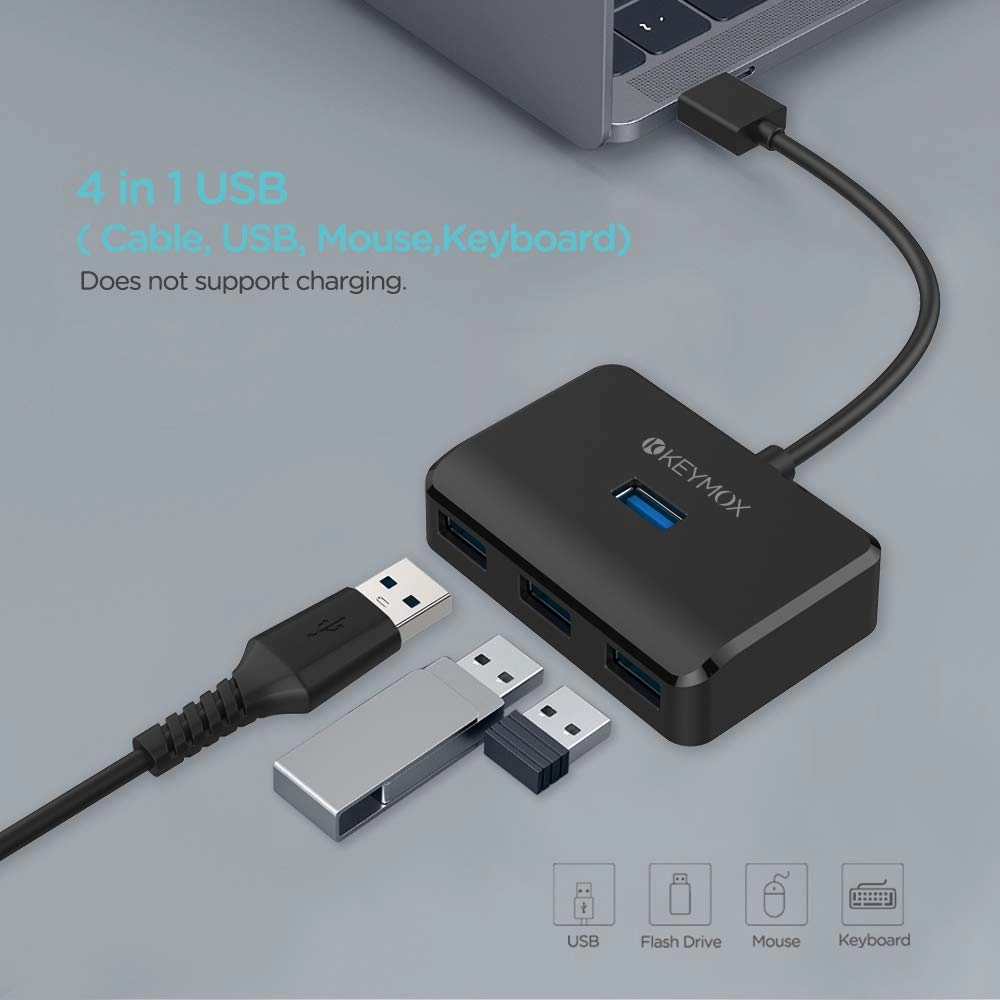 4-Port USB 3.0 Hub - Compact Size 5Gbps