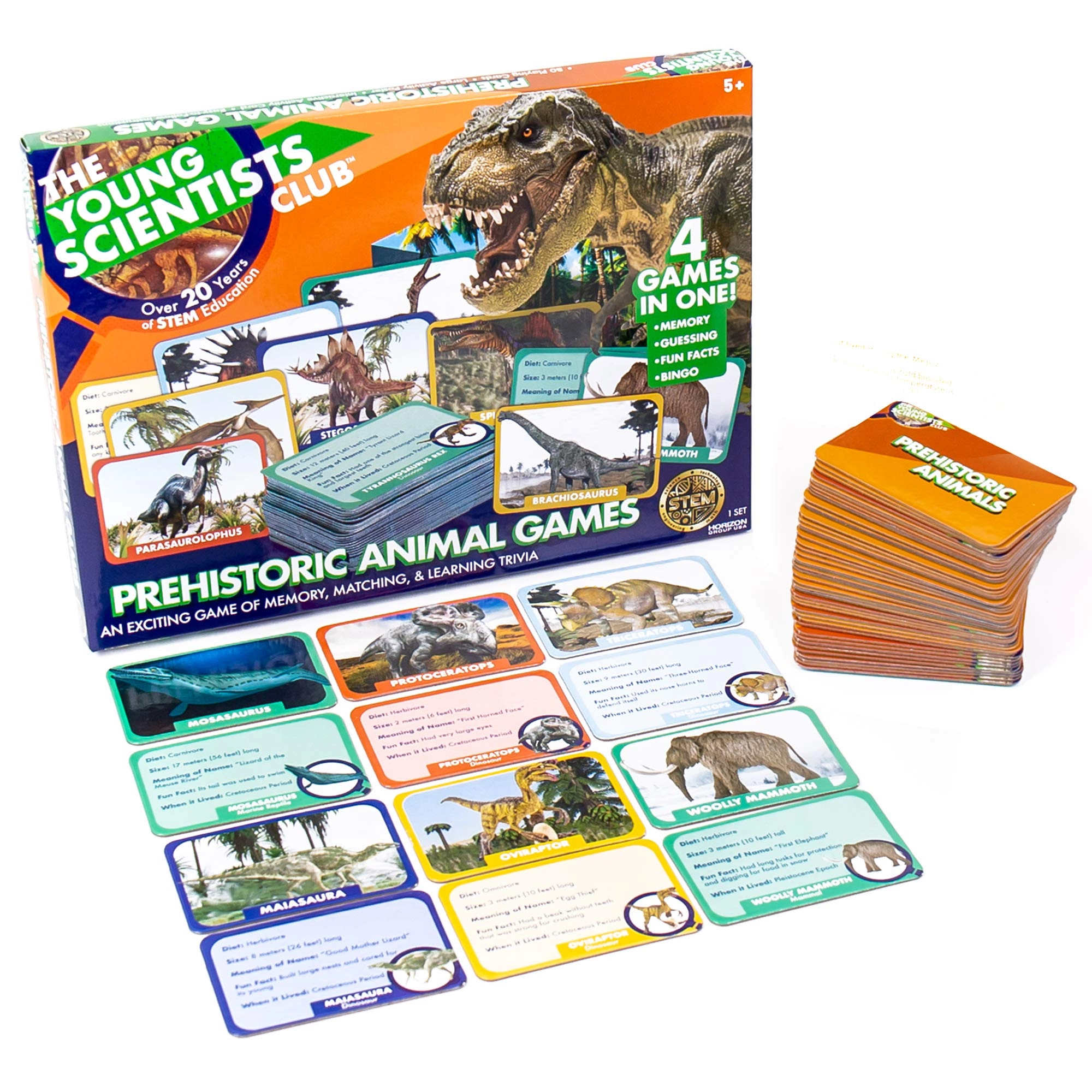The Young Scientists Club Prehistoric Animal Card Games Paleontology - 5 years+ 80 pieces