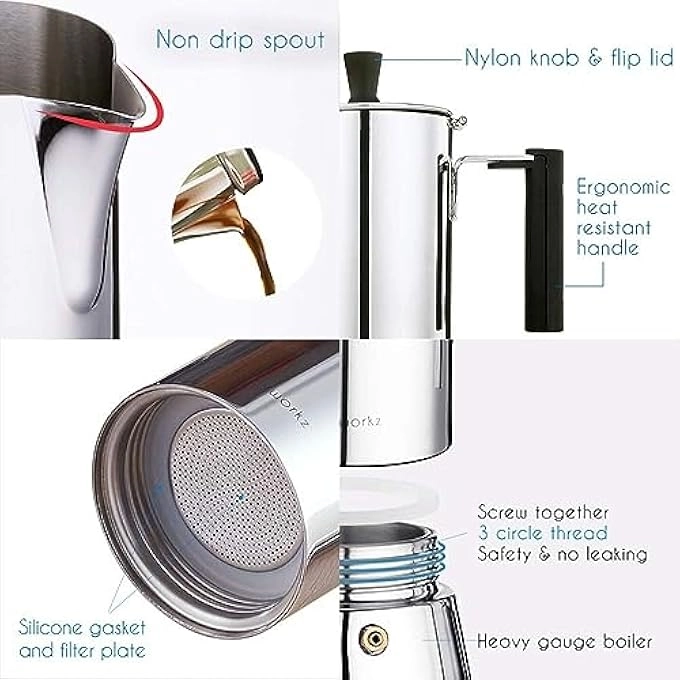 Moka Pot - Stovetop Induction 6Cup