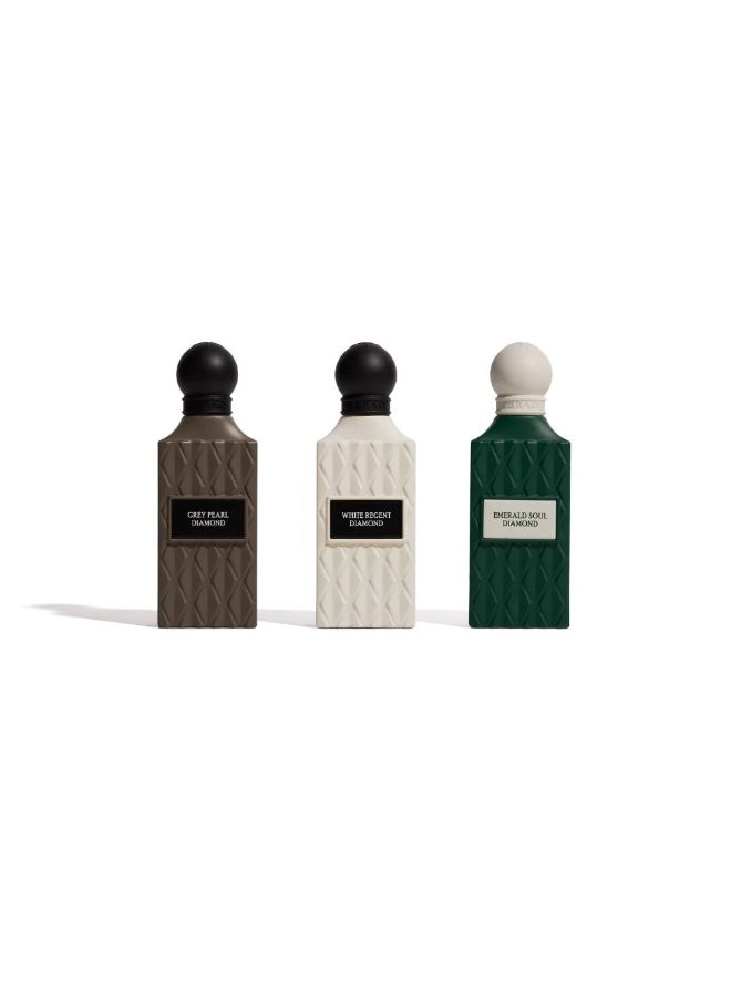 Grey Pearl Diamond - Eau de Parfum 75ml + White Regent Diamond - Eau de Parfum 75ml + Emerald Soul Diamond - Eau de Parfum 75ml + Black Carbon Diamond - Eau de Parfum 10ml + Nod Coral Diamond - Eau de Parfum 10ml