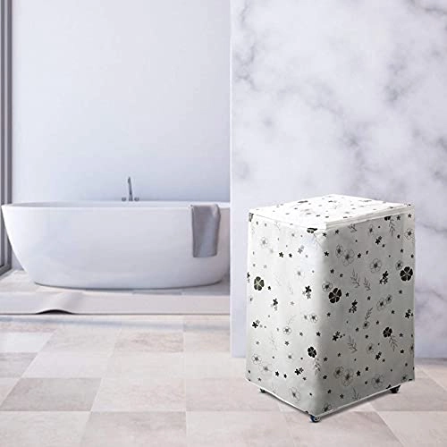 Washing Machine Dust Cover - 58*56*87cm Black Flowers