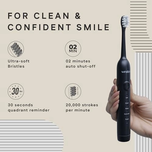 Sonic Electric Toothbrush - Rechargeable IPX8 Waterproof 5 Cleaning Modes