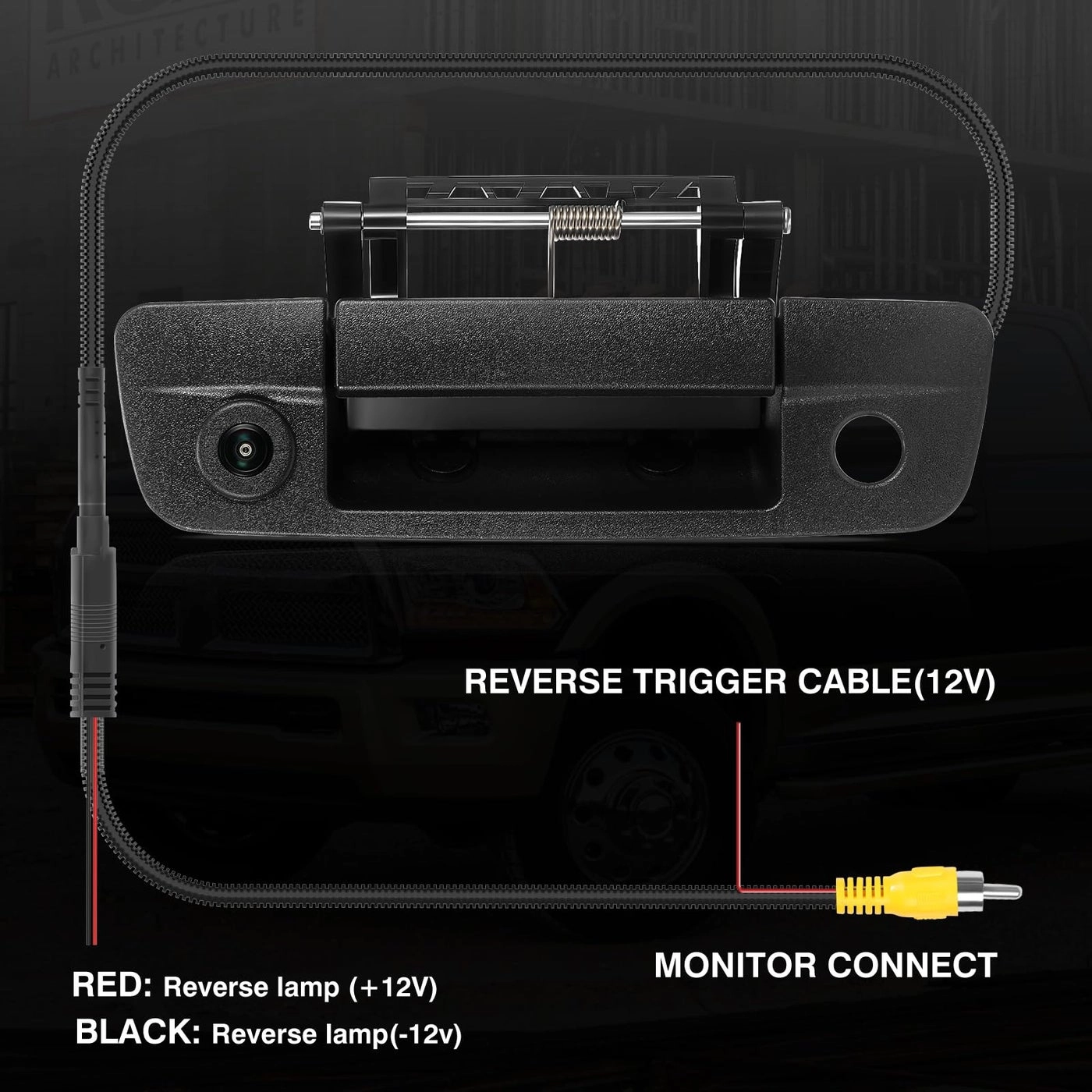 Tailgate Handle Backup Camera - Fits Dodge RAM 1500/2500/3500 2009-2017 RCA Plug