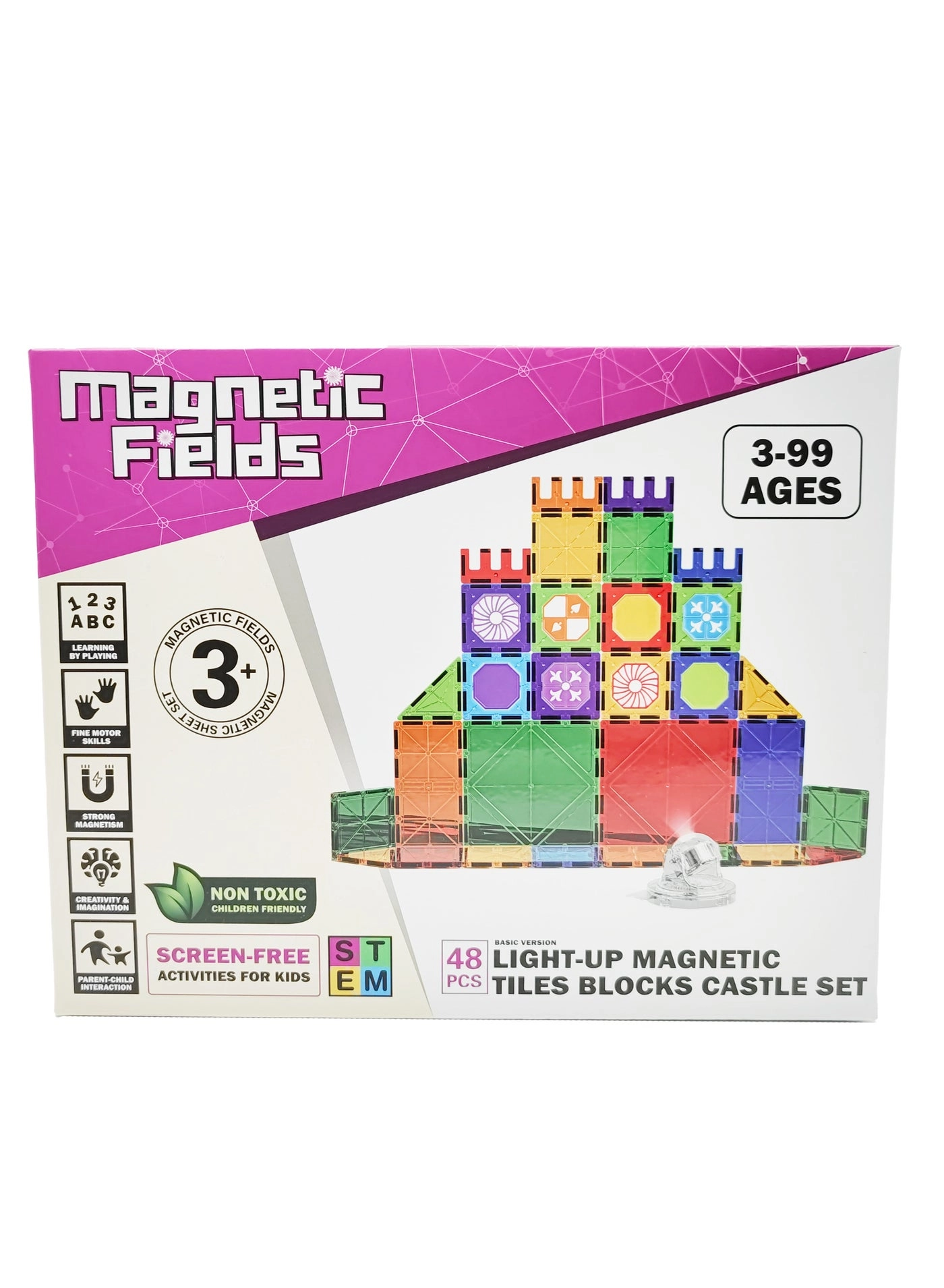 Light Magnetic Tiles Castle Set - Architecture 48 pcs