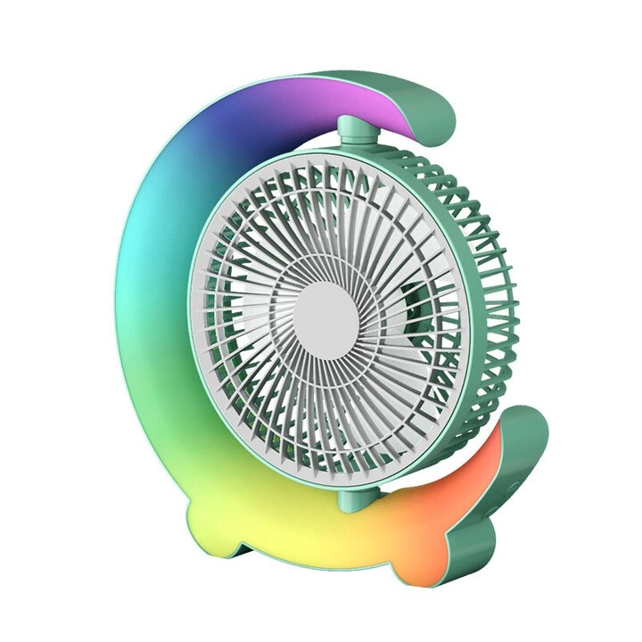 Portable Table Fan - 3-in-1 10W USB Rechargeable LED Ring Light