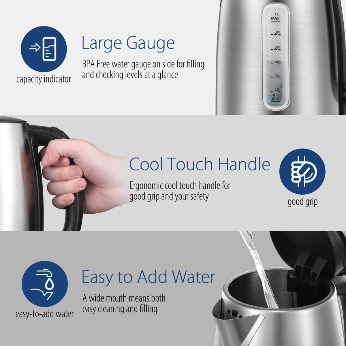 Cordless Stainless Steel Electric Kettle