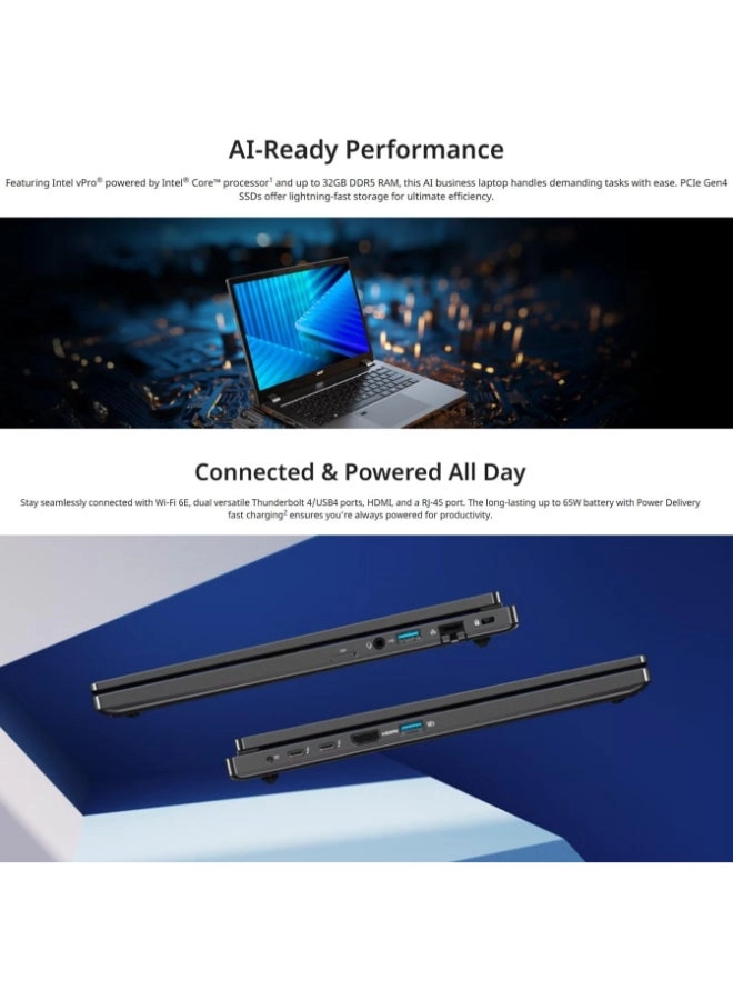 TravelMate P214 NX.BSQEM.002 - 14'' Core Ultra 7 255U 64GB DDR5 512GB NVMe SSD