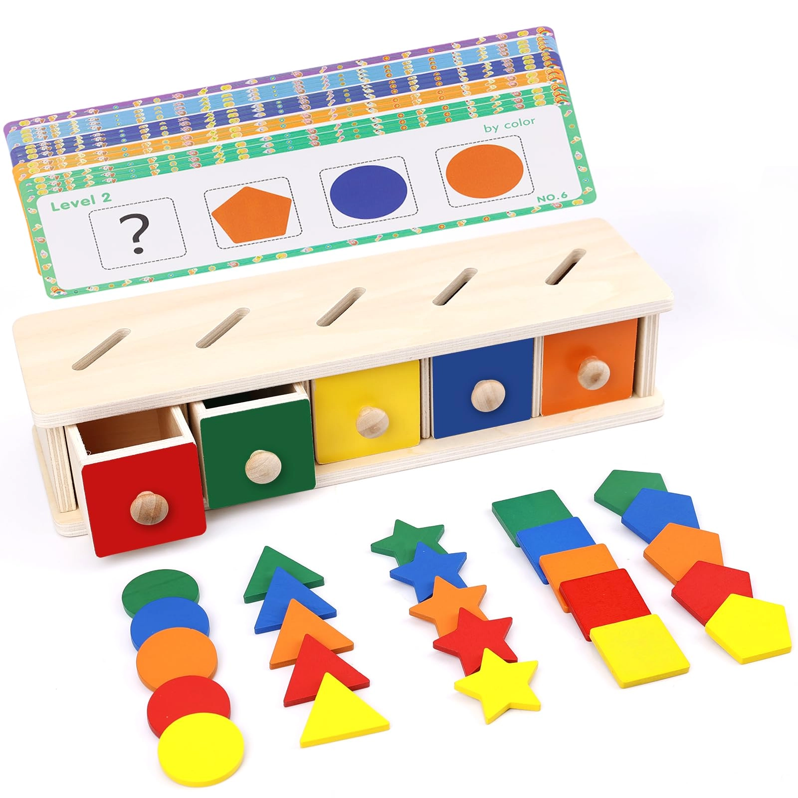 PEUTIER Ghazal Wooden Color Shape Sorting Box - 36 months - 3 years 25 pieces