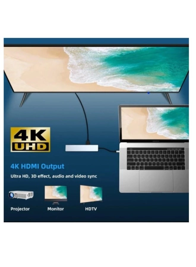 Type C Hub Adapter - 4K HDMI 100Mbps Ethernet PD 100W