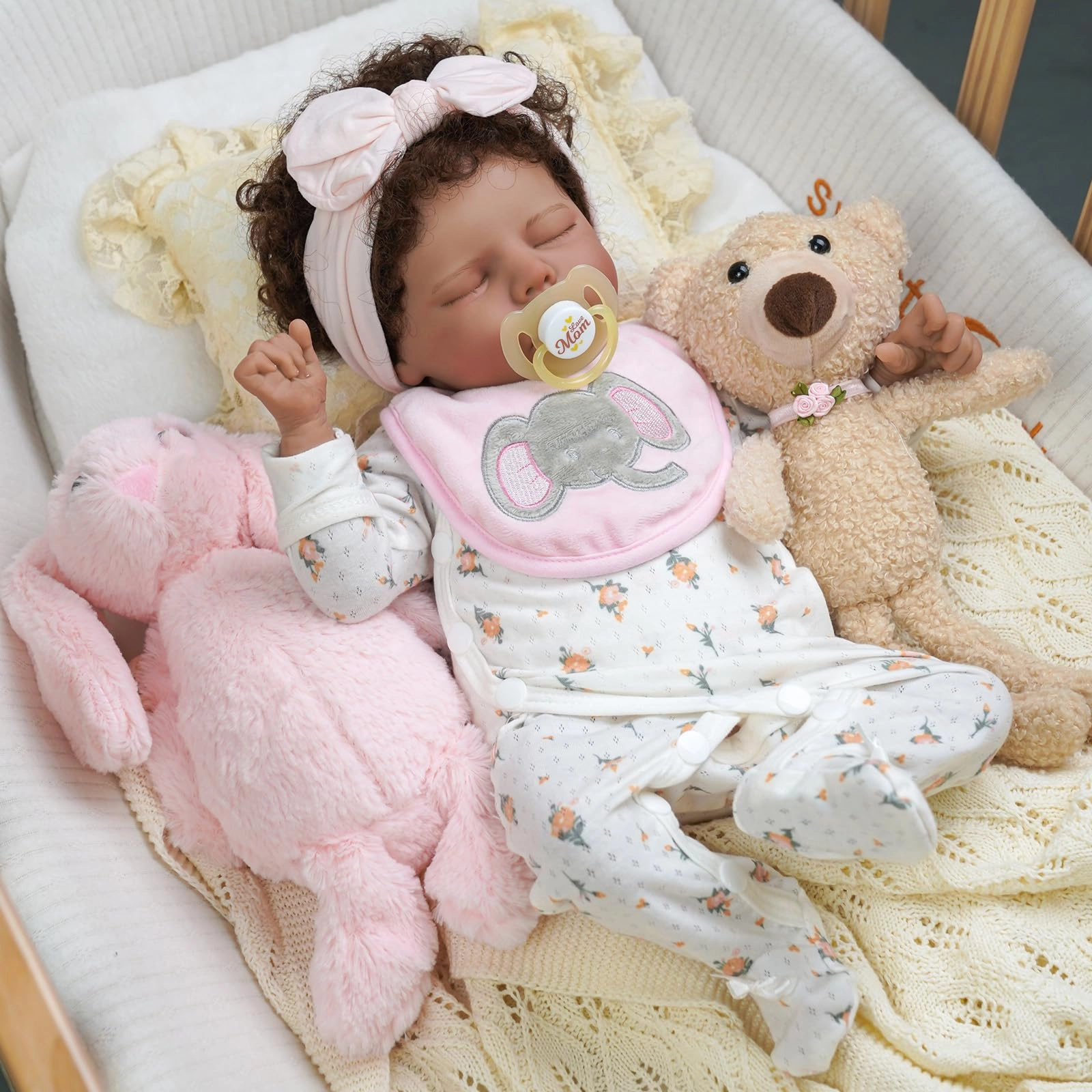 Reborn Baby Doll - 20 Inch Vinyl Cloth Body Black Ages 3+