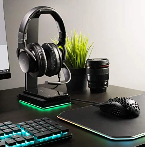 Headset Stand for Headphones - Qi Wireless Charging USB 3.0 7.1 Surround Sound