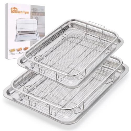 Air Fryer Basket and Tray Set - Stainless Steel 2 Pack