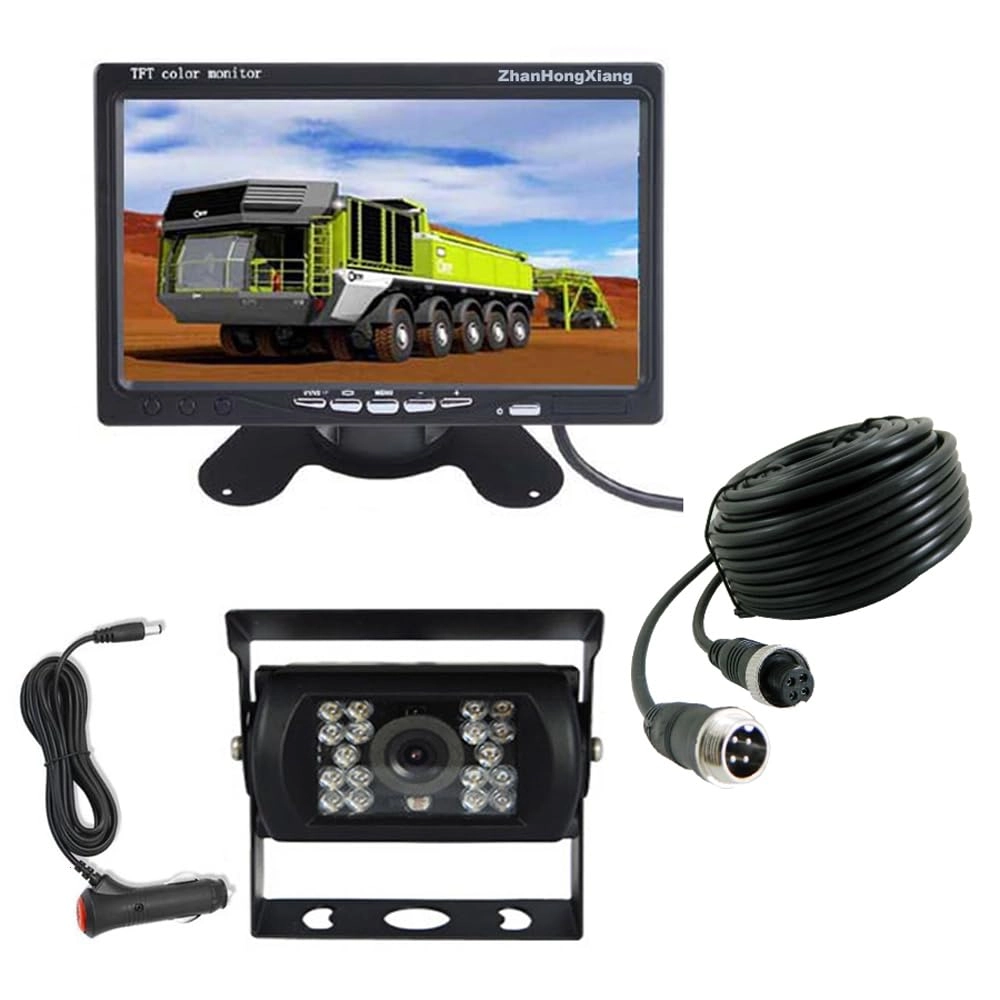 ZhanHongXiang 7" Rear view Monitor - 800x480 + 18 LED Reversing Camera - Night vision 4Pin