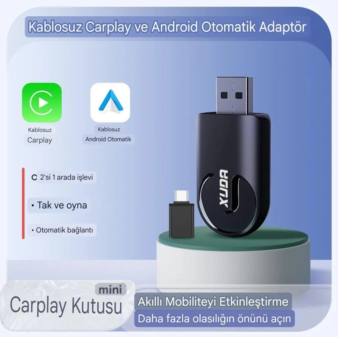 GLEVAR Smart Wireless CarPlay Adapter - Plug & Play Fast WiFi Android Auto Support