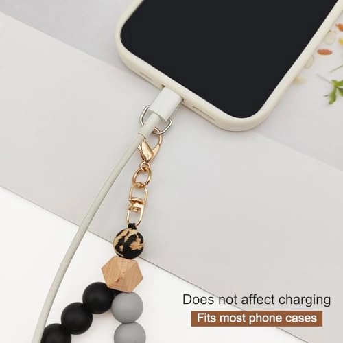 Beaded Phone Bracelet Strap - 2 Pcs Patches Black