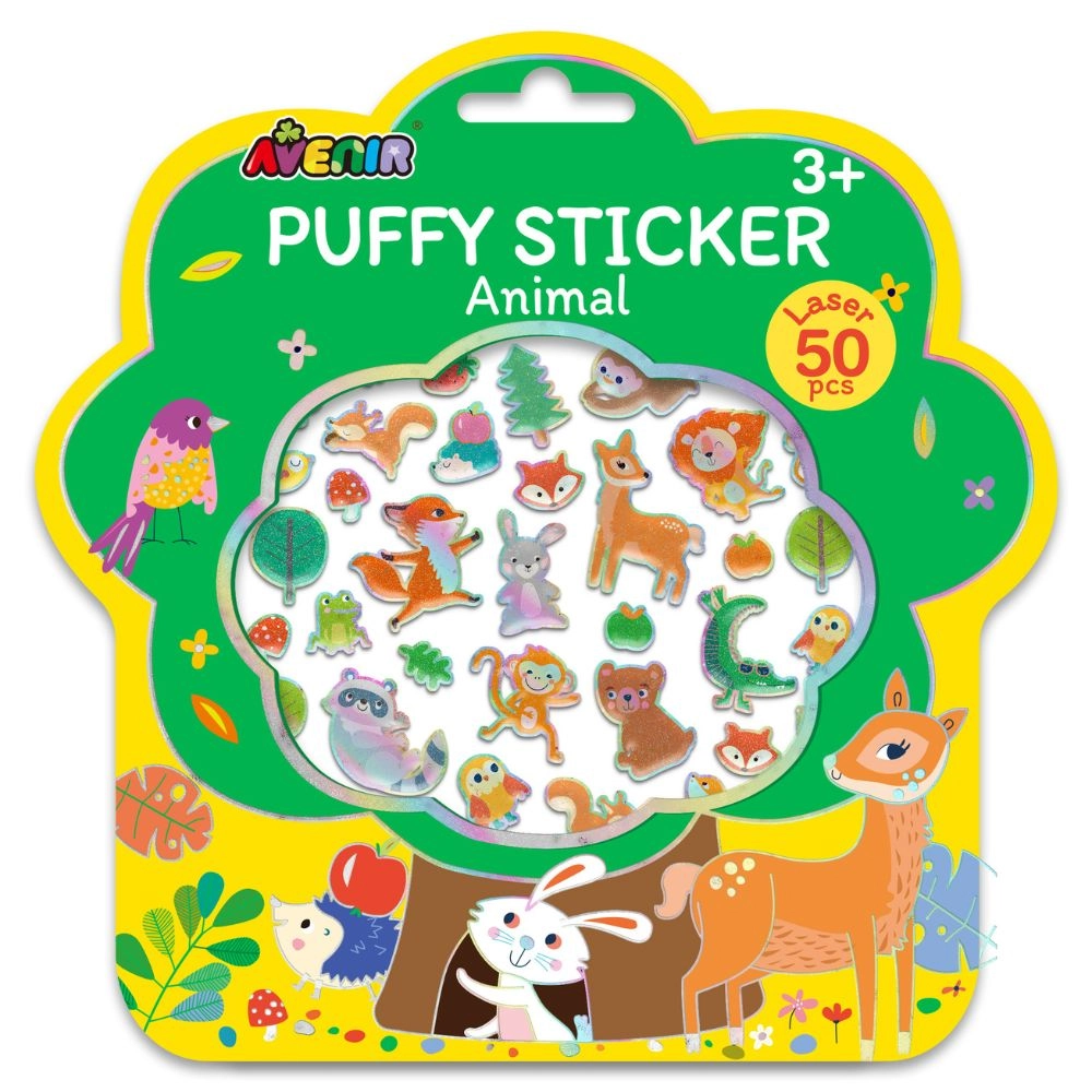 Avenir Animal Sticker Book Puffy 50 pcs