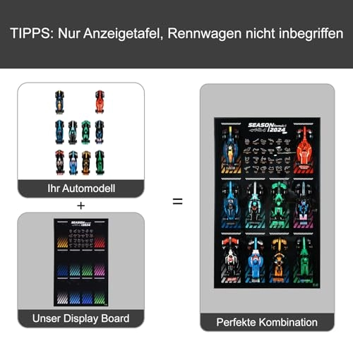 Display Wallboard for Lego Speed Champions Ultimate Formula 1 Collector's Pack - Wall Mount 50 x 3.5 x 80 cm