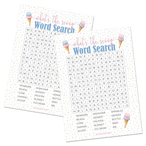 DISTINCTIVS Whats The Scoop Word Search - 20 Player Cards