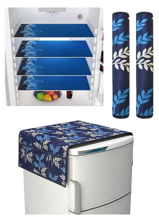 Yellow Weaves Fridge Top Cover - 99 X 56 CM + Fridge Handle Covers - 2 30 X 16 CM + Fridge Mats - 4 pieces 28 X 43 CM