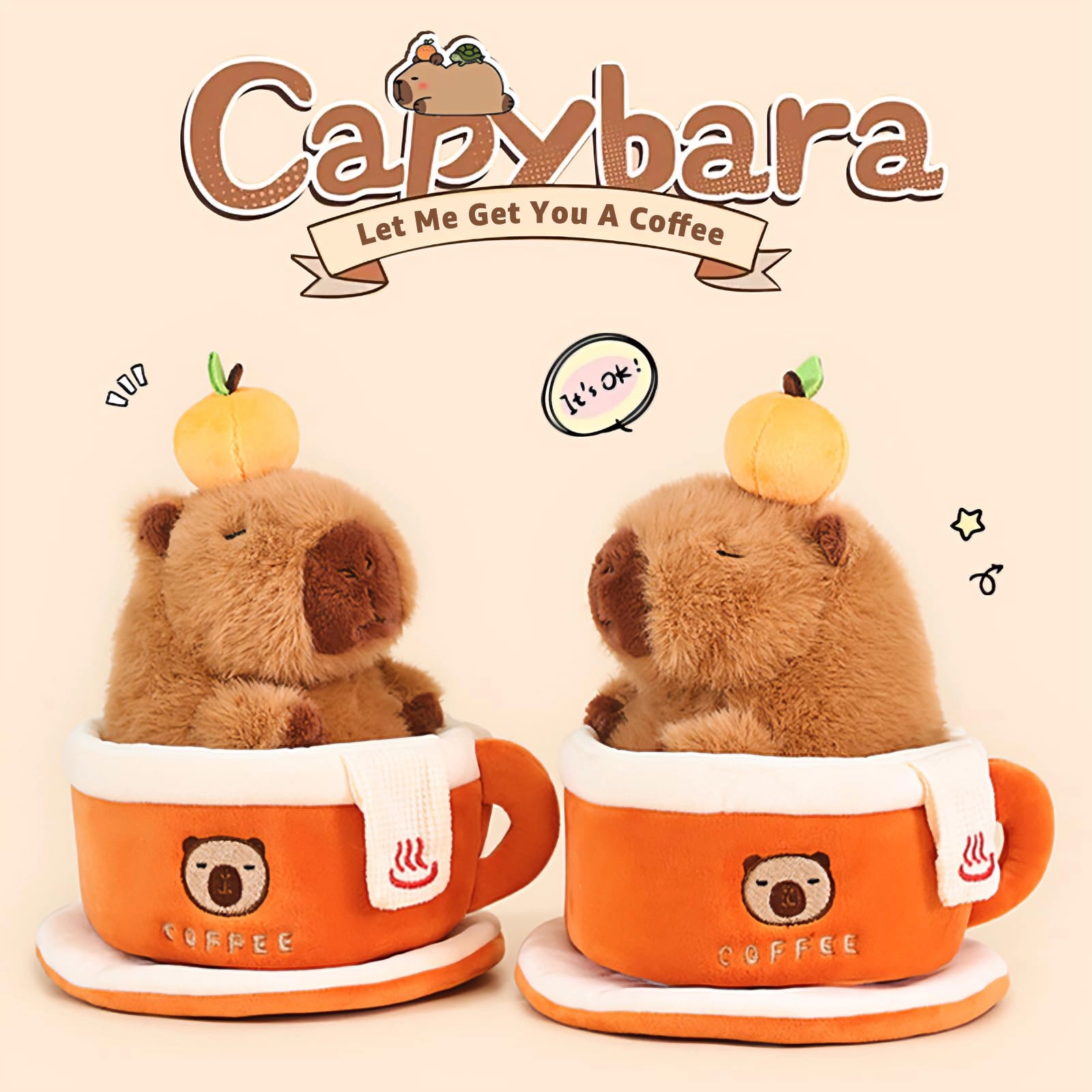 Capybara Plush - 9 inch Strawberry Hat