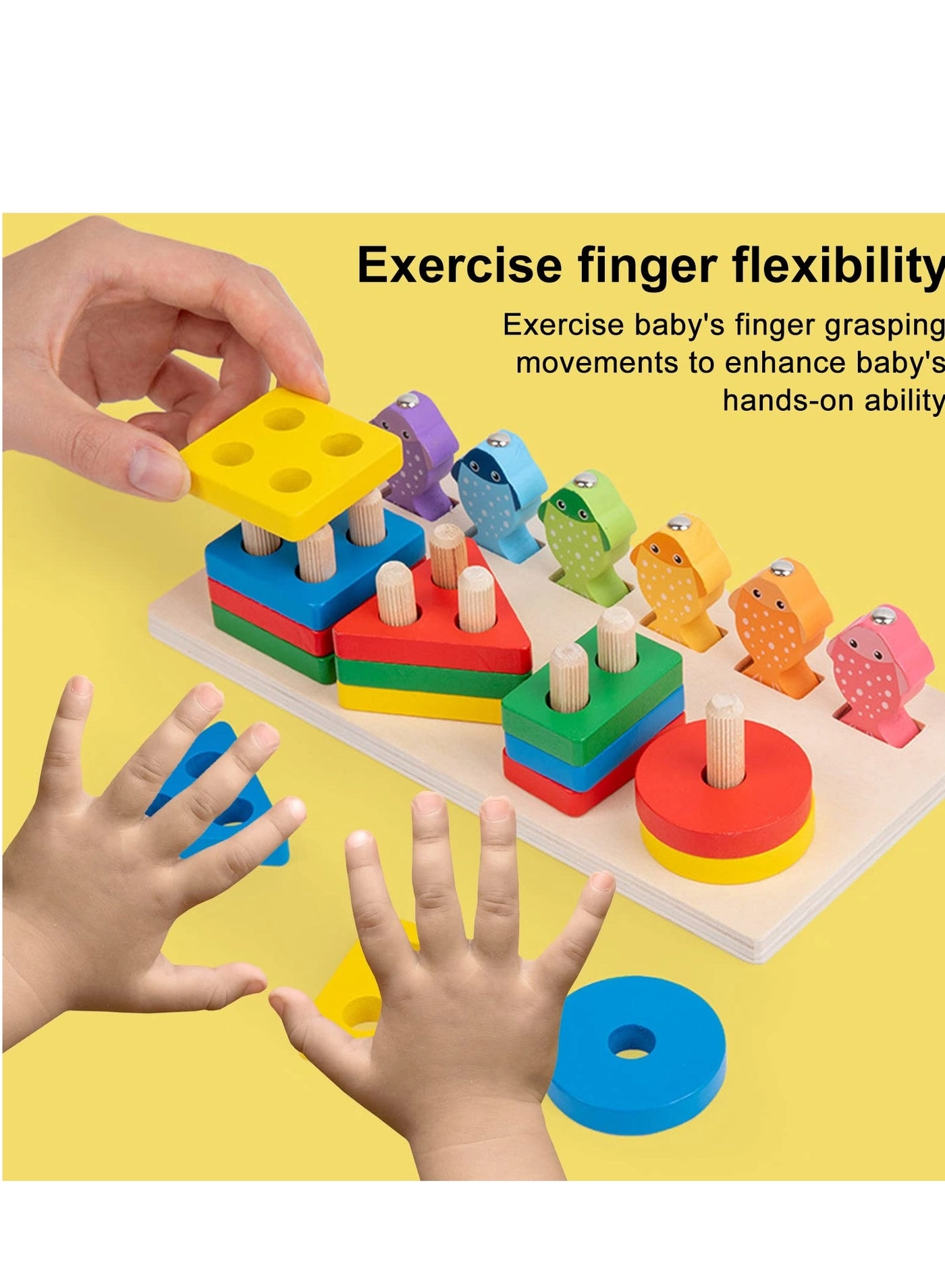 Rainbow Stacker - Wooden Shape Sorting Toddler Learning