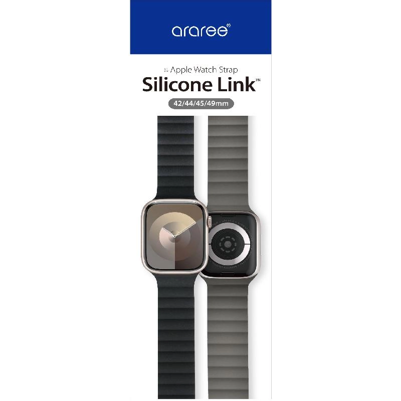 Watch Band for Apple Watch Ultra 3/Watch Ultra 2/Watch Series 11 46/Watch Series 10 46 - Silicone Link Black/Grey