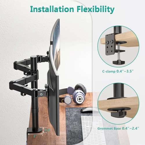 Dual LCD Monitor Desk Mount Stand - Two 27"
