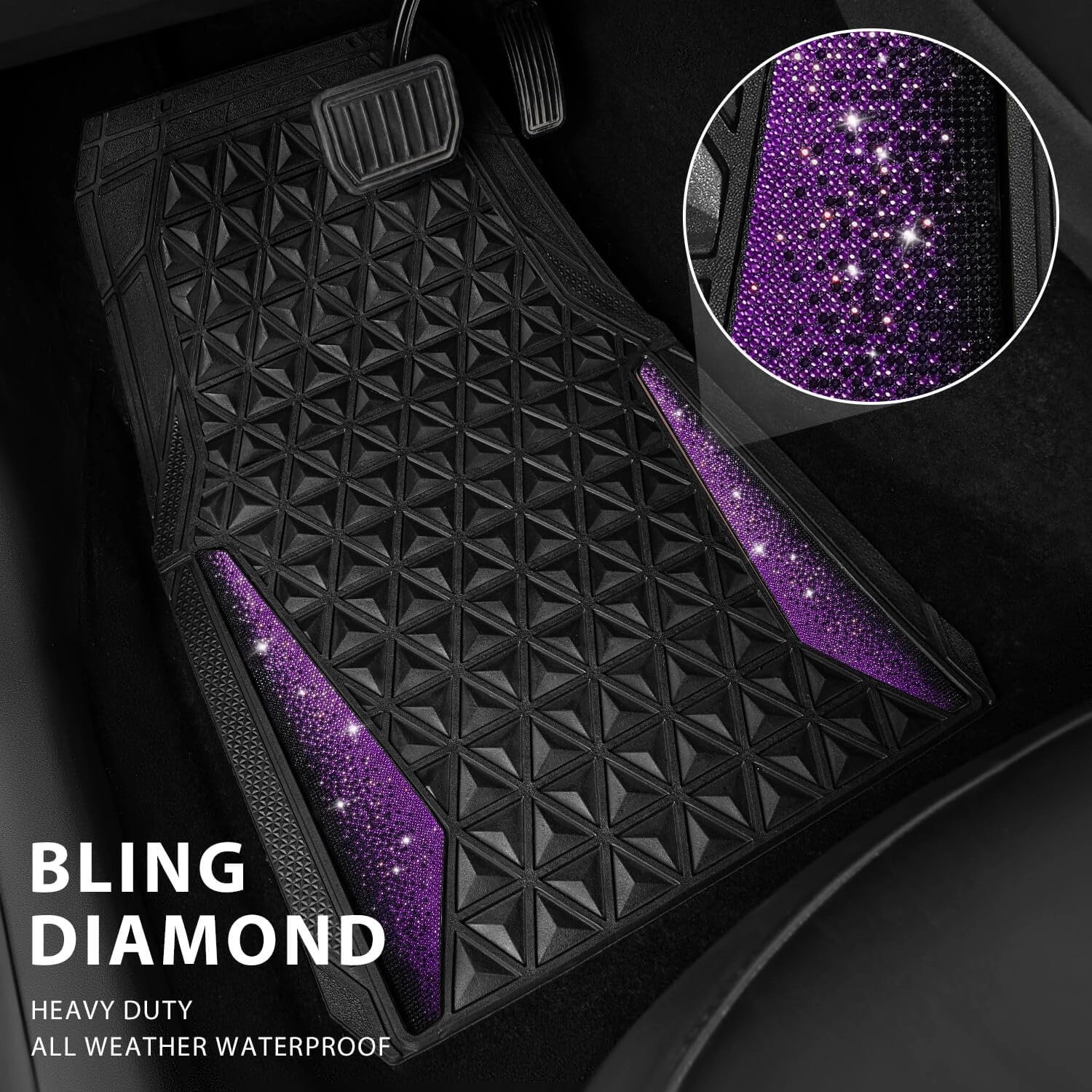 Bling Diamond Car Mats - 4.0 Count Universal Fit