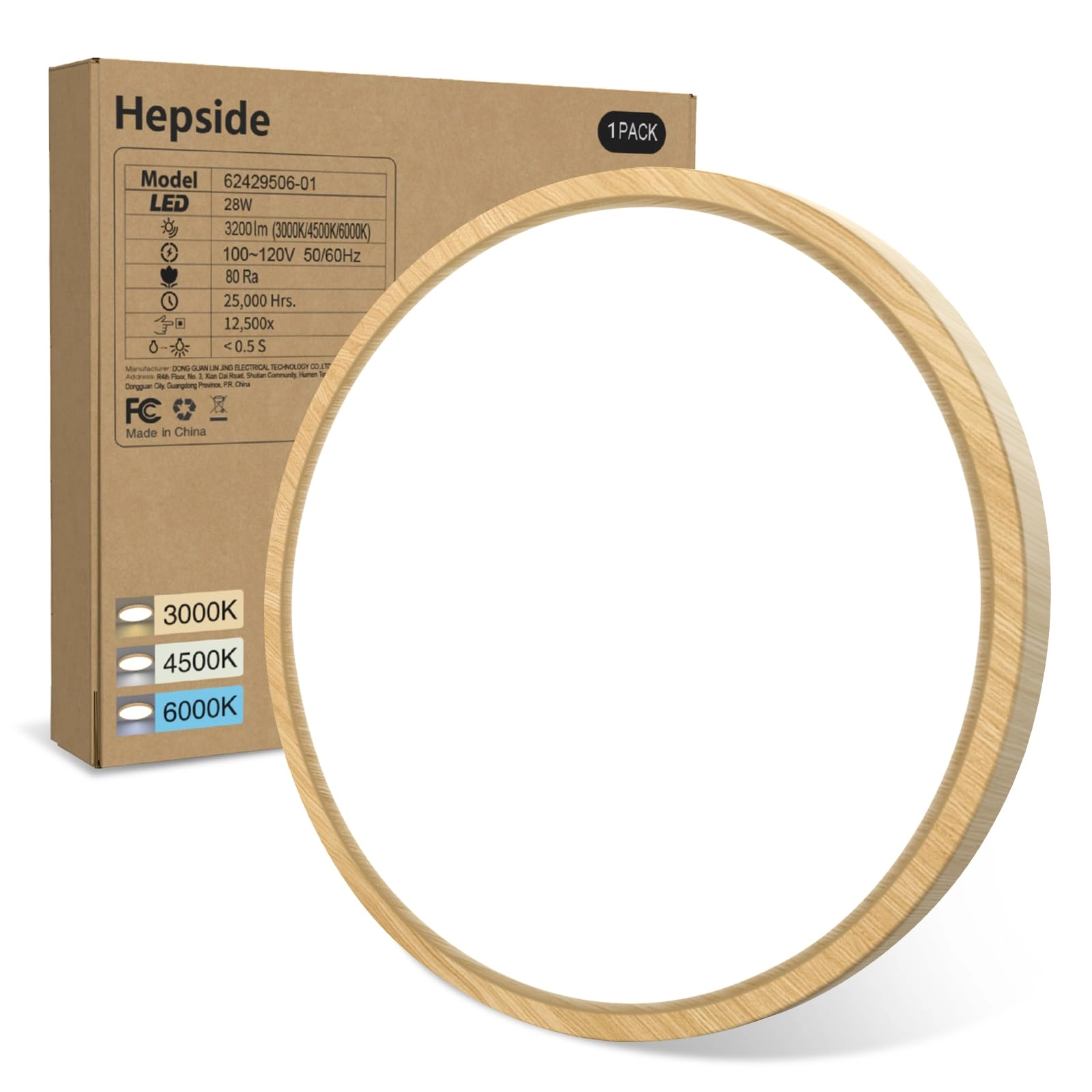 Flush Mount LED Ceiling Light - 3000K 4500K 6000K Dimmable