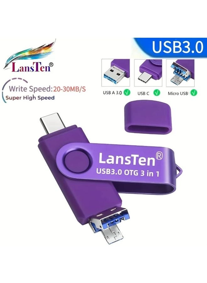 3 In 1 OTG Flash Drive - USB 3.0 Type-C Micro USB 32GB