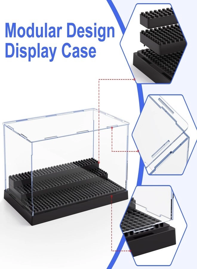Minifigure Display Case - 2 pcs Clear Acrylic 3 Movable Steps