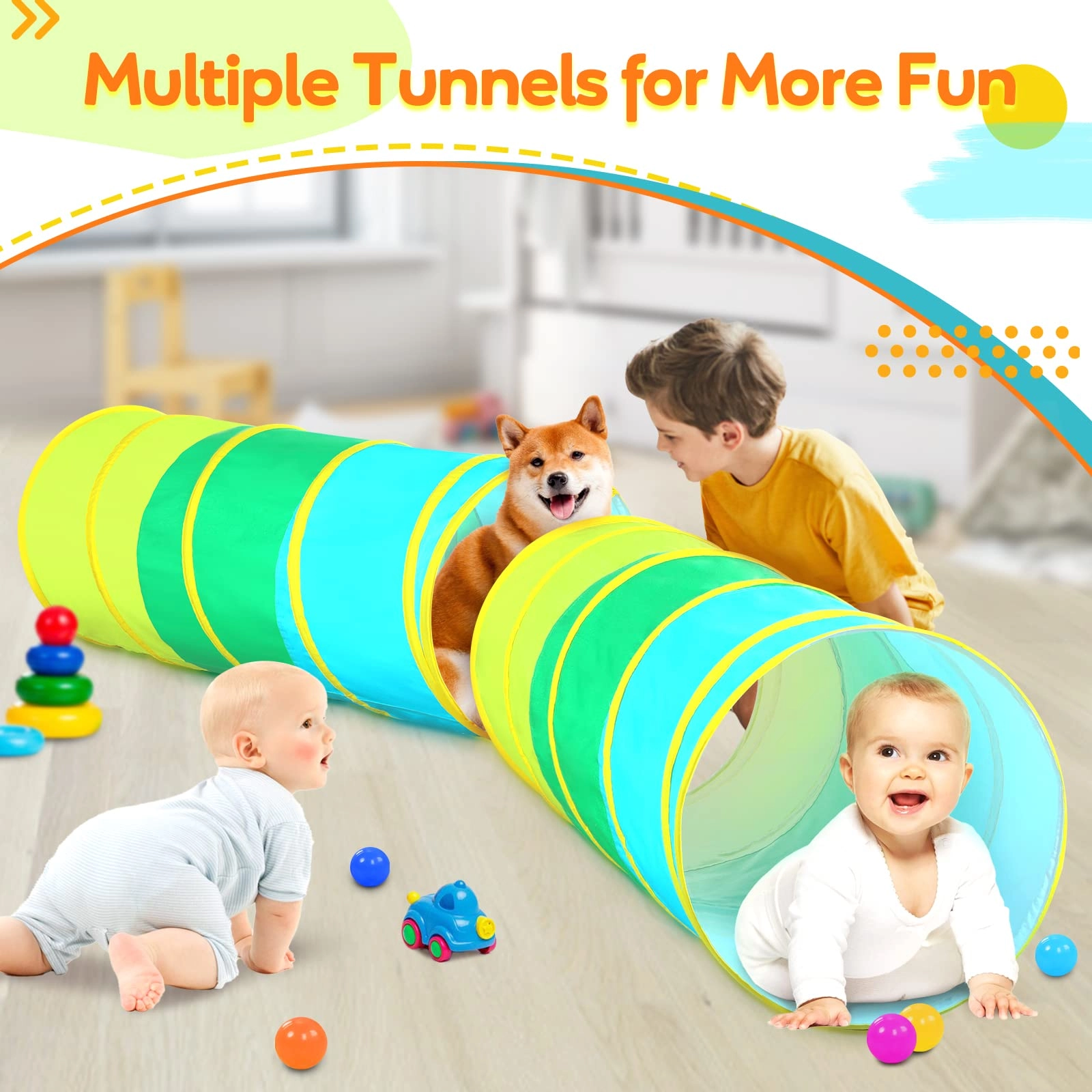 Kids Play Tunnel - Colorful Pop Up Rainbow